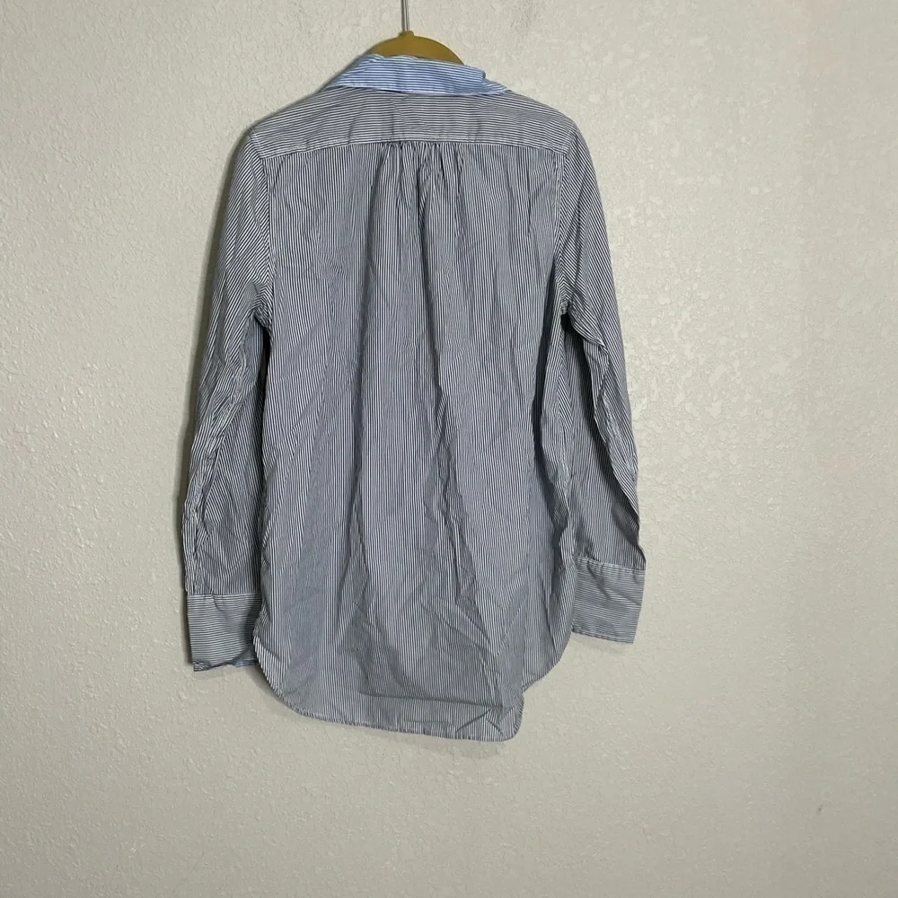 J Crew Vertical Stripe Blue Black Button Down Shirt 4